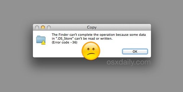 What is error code 36 when copying iphoto library