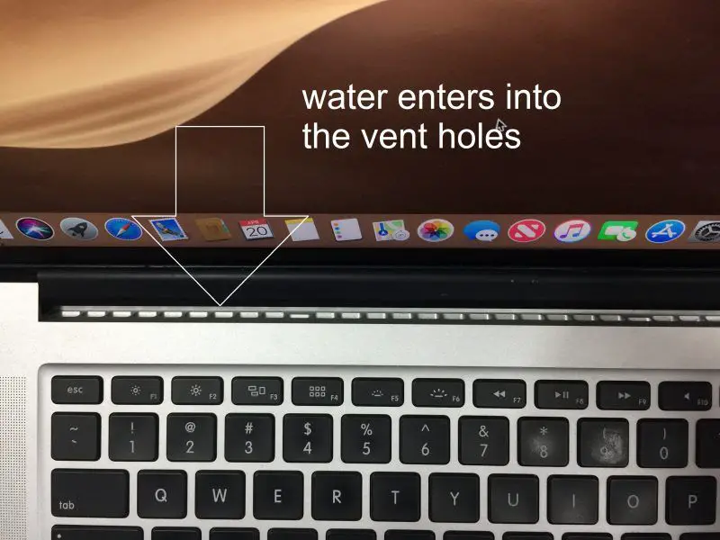 How do I fix the water on my MacBook air screen