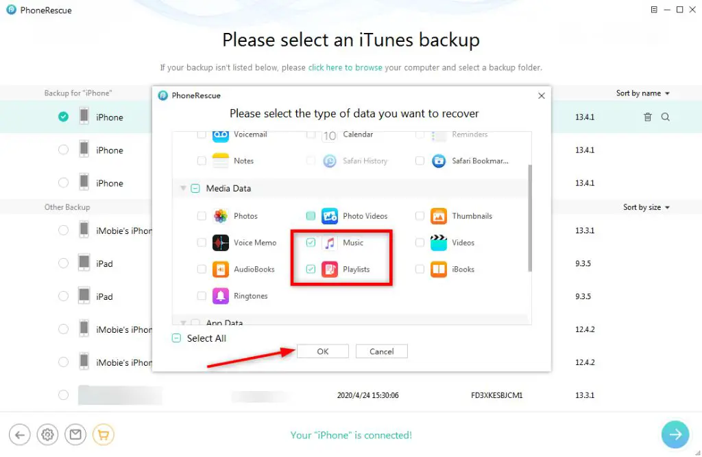 How do I restore my iTunes library from my iPhone backup