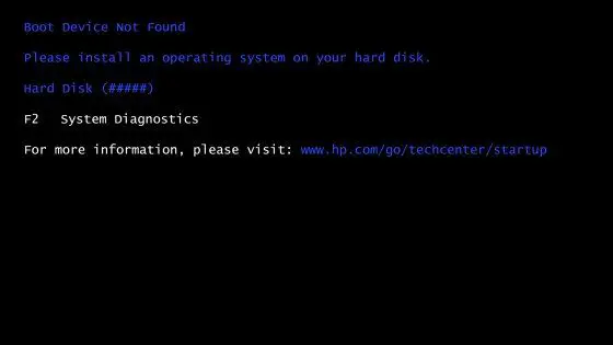 What does no boot device found mean when you start my computer