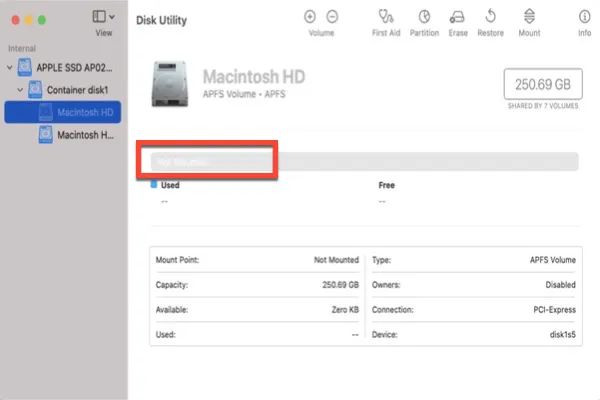 How do I unlock my Macintosh HD in recovery mode