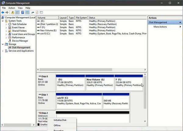 How do I initialize SSD not in disk management