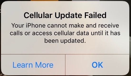 Why does my iPhone say cellular data failed