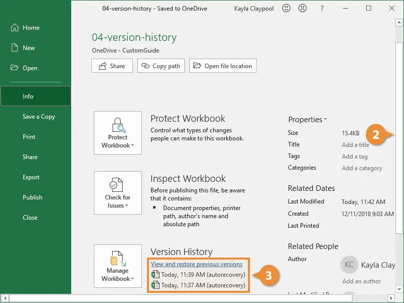 Does Excel save previous versions