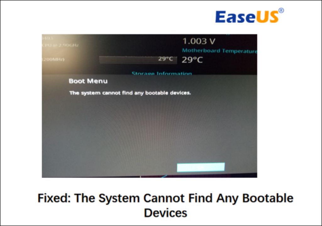 Why can my system not find any bootable devices