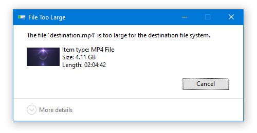 Why does my USB say file too large even though I have enough space