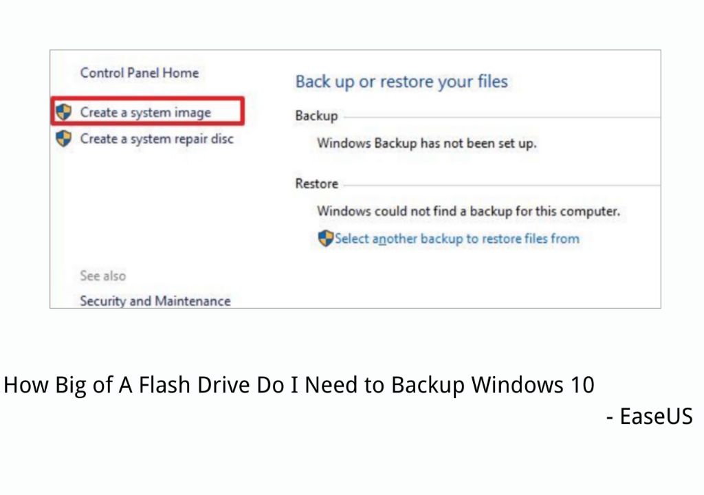 How big of a flash drive do I need to backup Windows 10