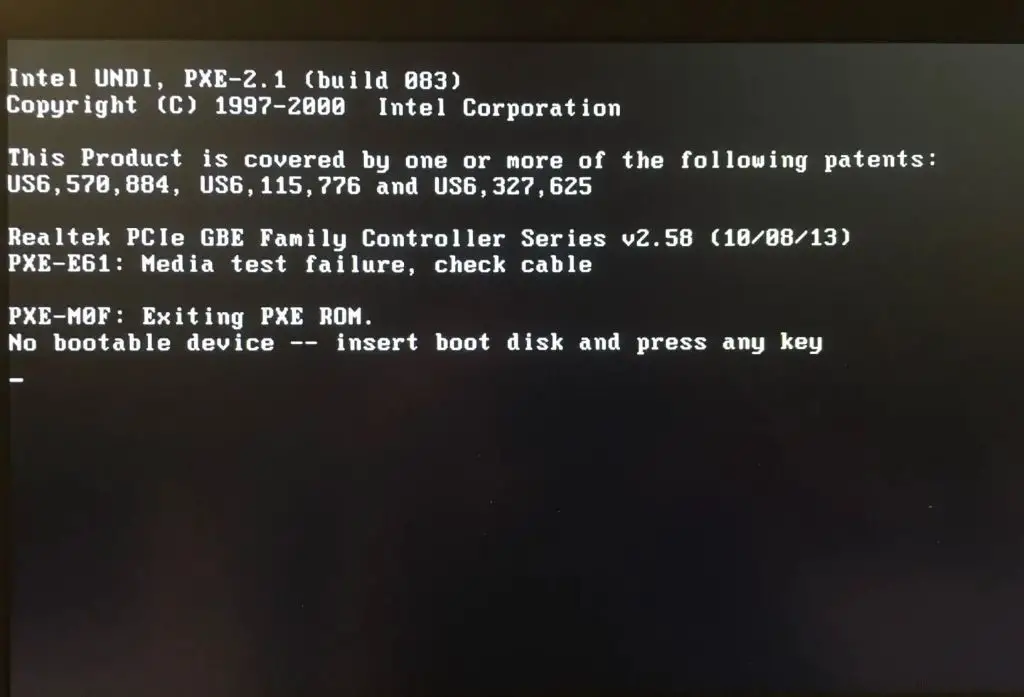 What does no boot device mean in PC building SIM