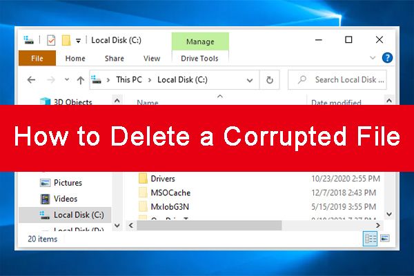 How do I force delete a corrupted file in Windows