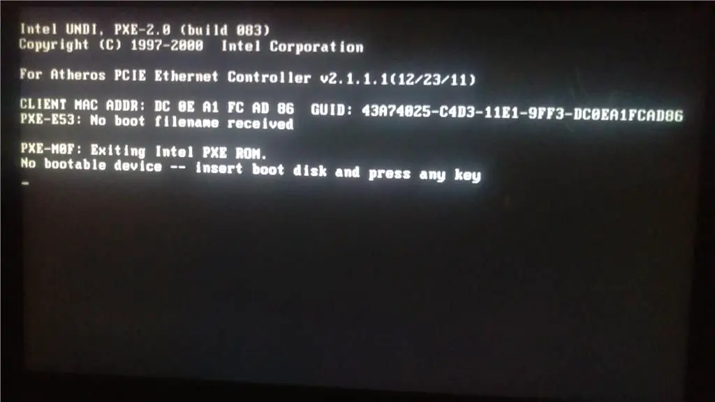 Why does my Microsoft computer say no bootable device