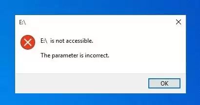 What does it mean when it says the parameter is incorrect