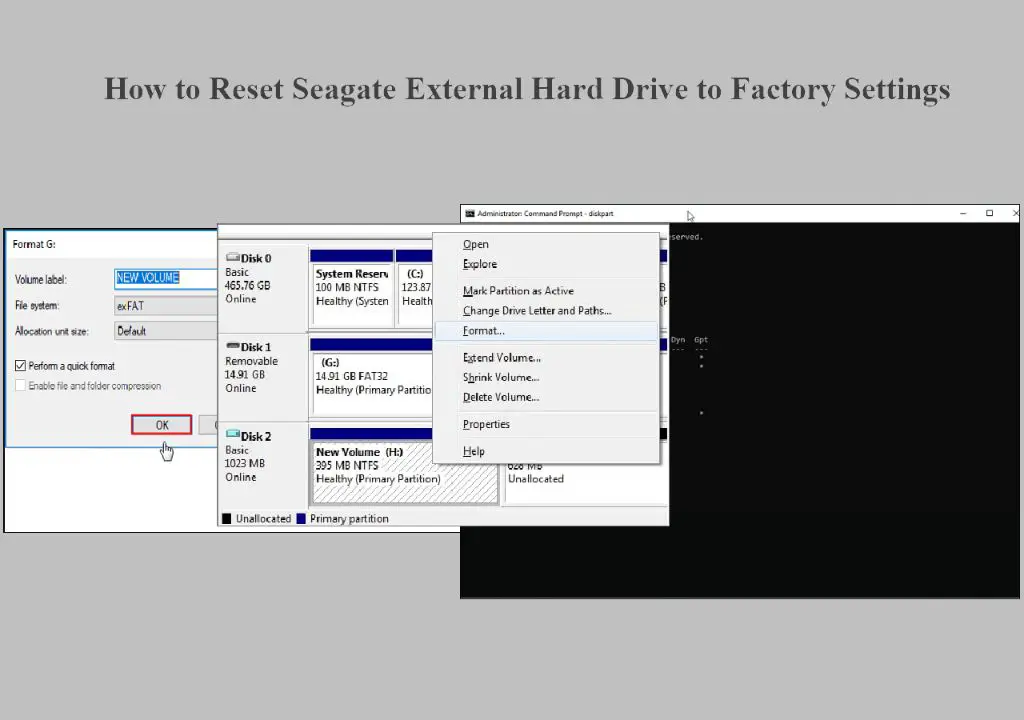 How do I reset my external hard drive to factory settings