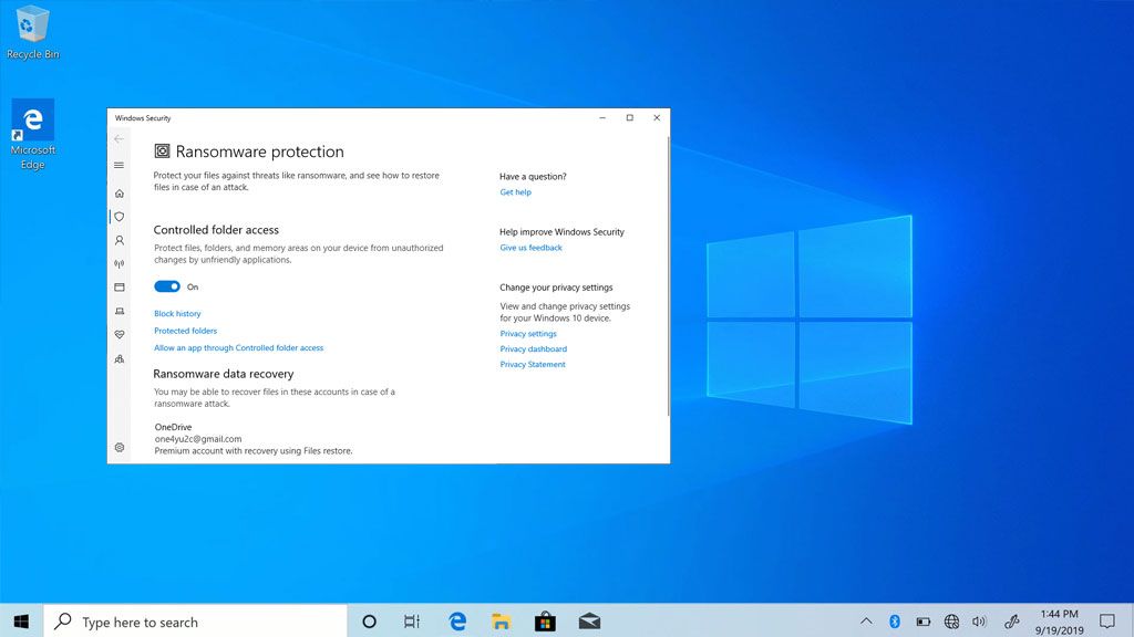 Does Windows 10 have a built in ransomware block