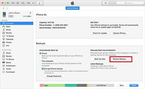 How do I restore from iCloud backup to iTunes