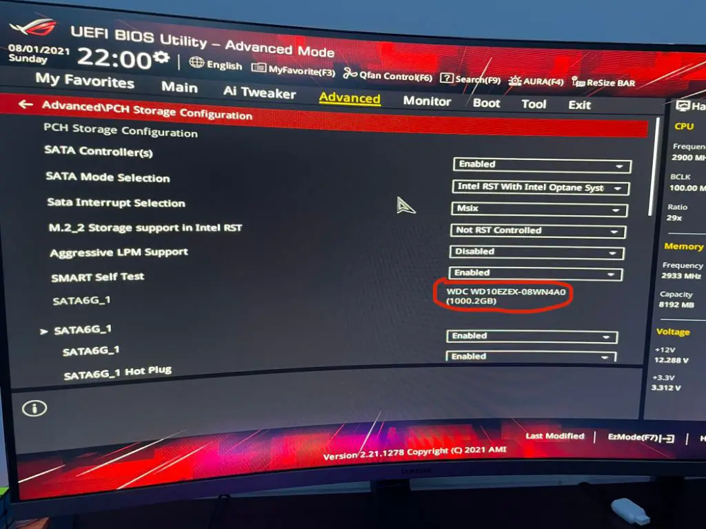 Why is asus BIOS utility not detecting hard drive