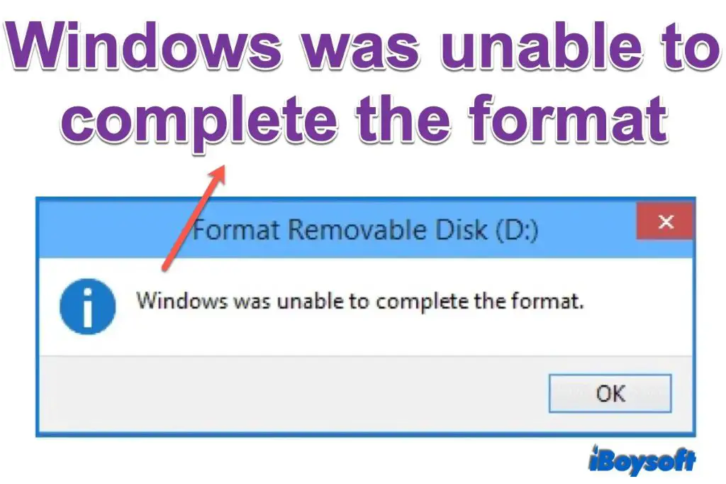 What to do if Windows is unable to complete the format