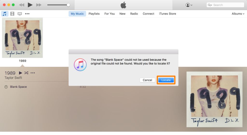 Why does iTunes say it can't locate my songs