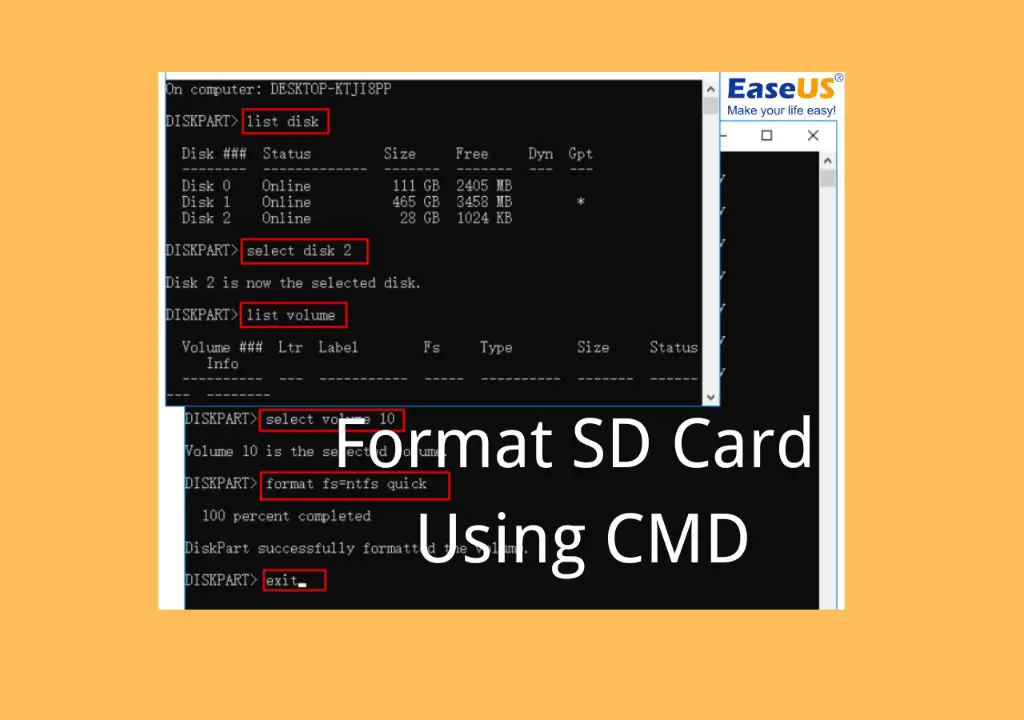 How to format SD card using command prompt in Windows 10