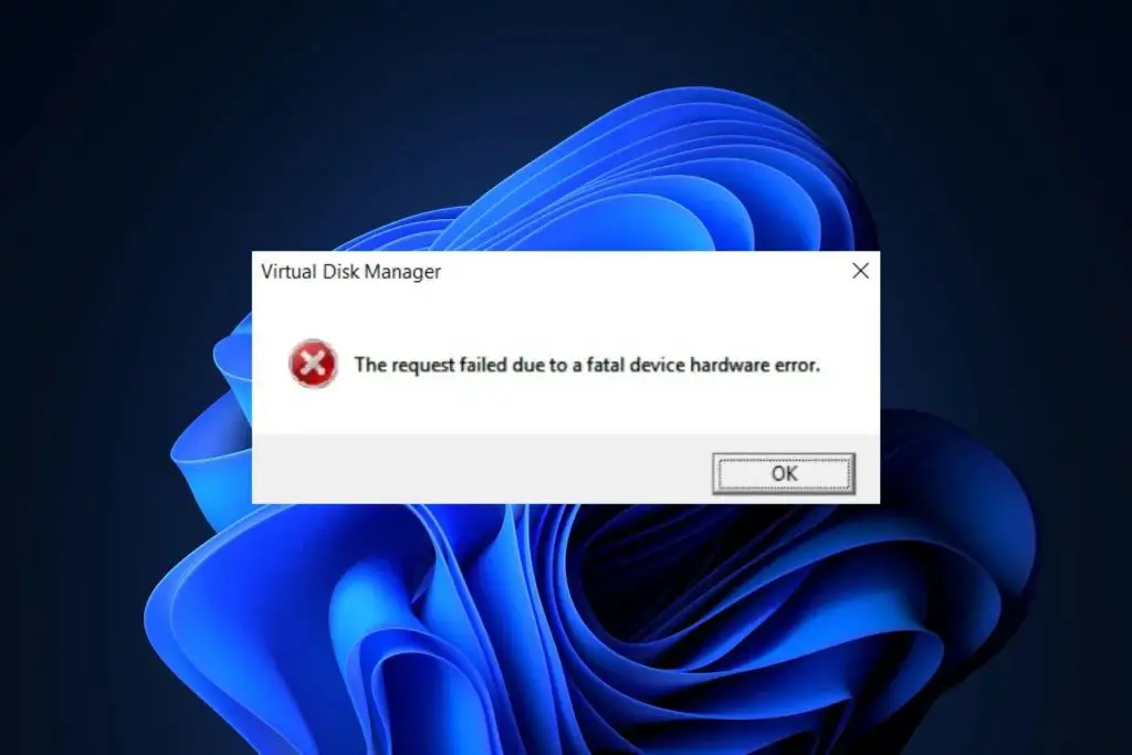 How do I fix the request failed due to a fatal device hardware error