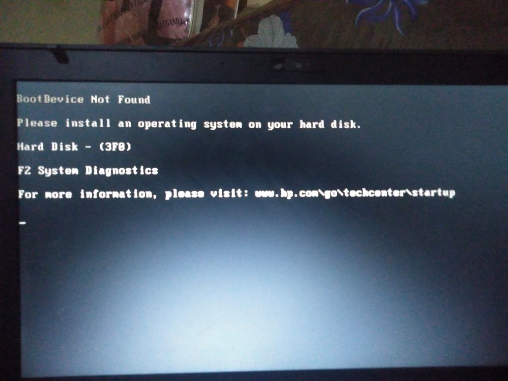 What does it mean when my HP laptop says boot device not found please install an operating system on your hard disk