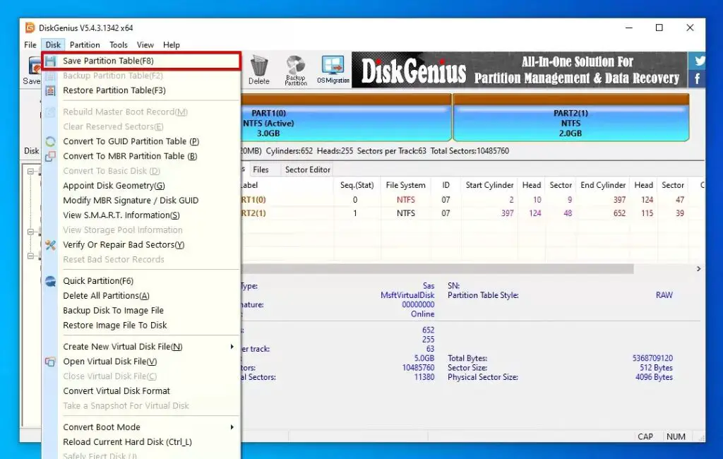 How do I fix a partition table without losing data