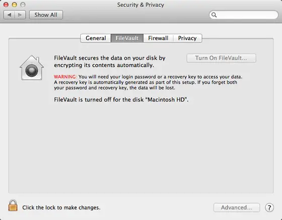 Encrypt Your Startup Disk with FileVault