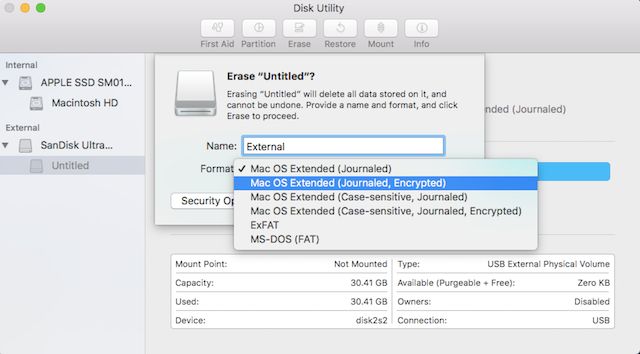 How do I password protect an external hard drive on a Mac
