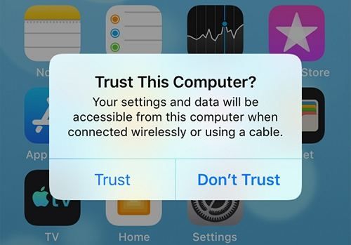 How do I give my iPhone permission to connect to iTunes