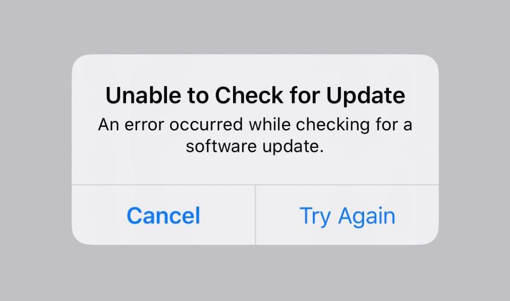 Why is my iPhone saying error for checking update