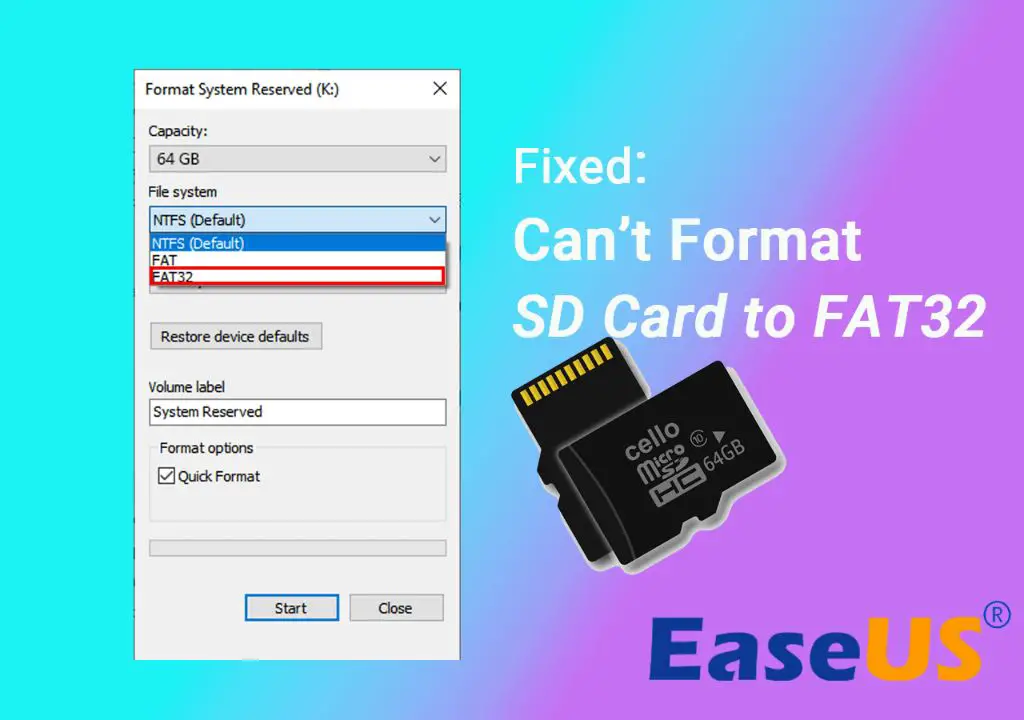 How do I format a large micro SD card to FAT32