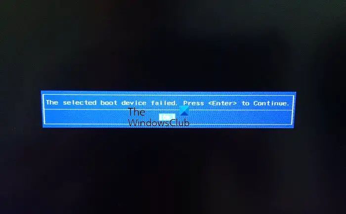 How do I fix selected boot device