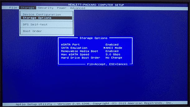 How to enable SATA in BIOS