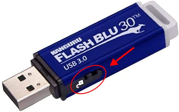 What is the write protection switch on a USB drive