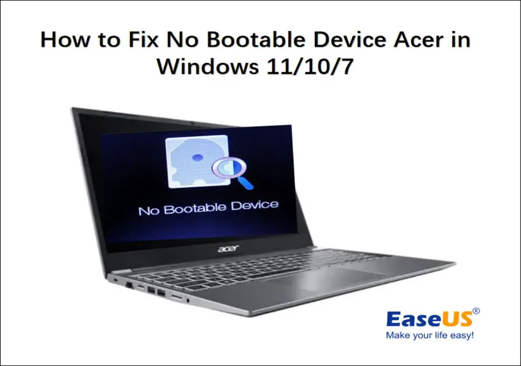 What to do if your Acer laptop says no bootable device