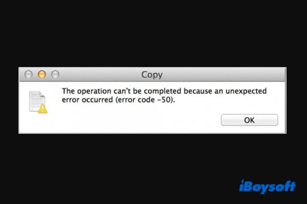 What is error code 50 on Mac file transfer