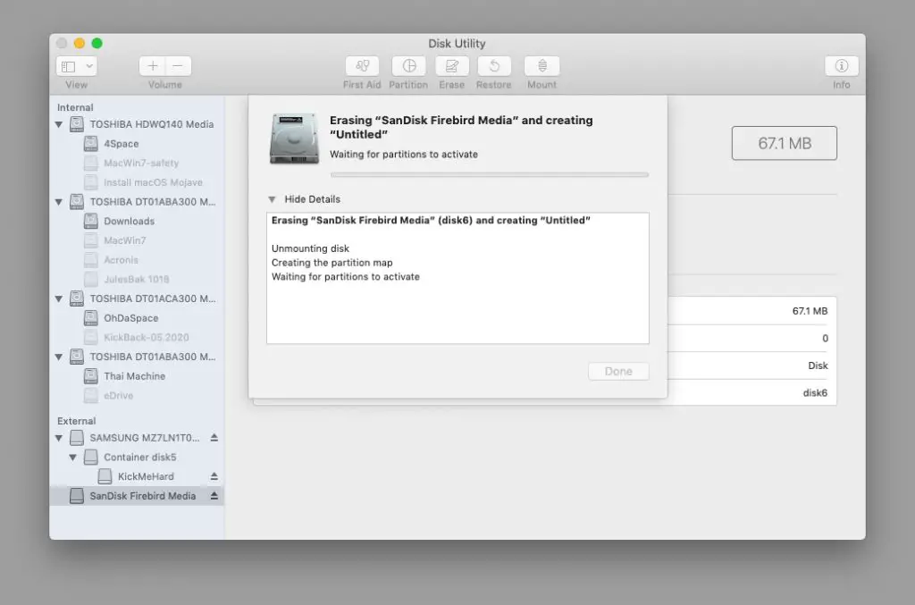 What happens when you erase Disk Utility Mac