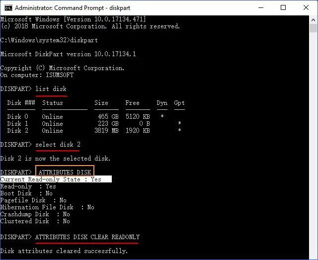 How to format a write-protected USB using command prompt