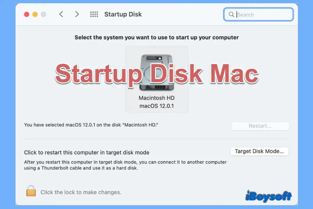 How do you restart the startup disk on a Mac