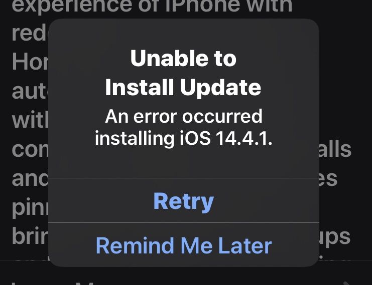 Why does my iOS update say update failed