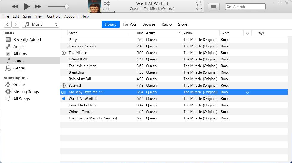 How do I find multiple missing songs in iTunes