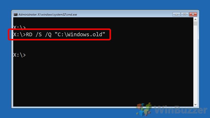 How to delete Windows old using CMD