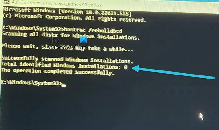 What does total identified Windows installation 0 mean