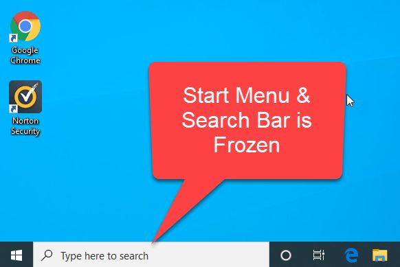 How do I fix a frozen start menu in Windows 10