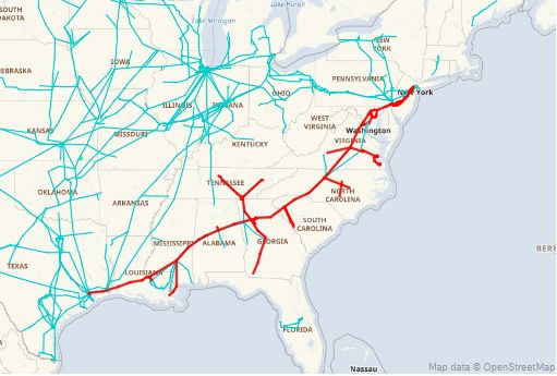 What is the path of the Colonial Pipeline