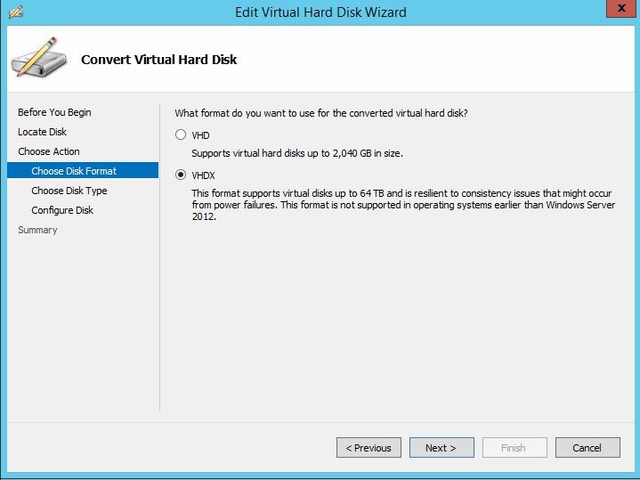 How to convert VHD to VHDX file