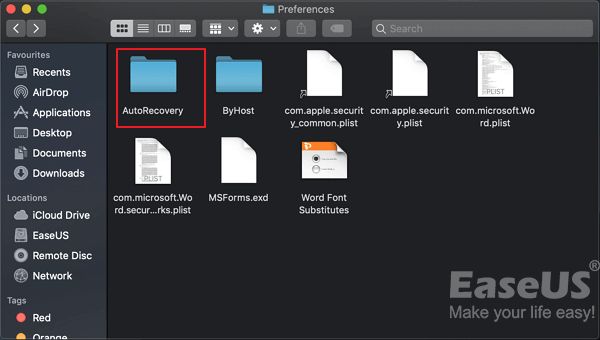 How do I find AutoRecovery on my Mac
