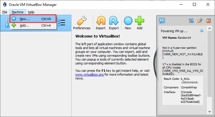 How do I open a VHD file in VirtualBox