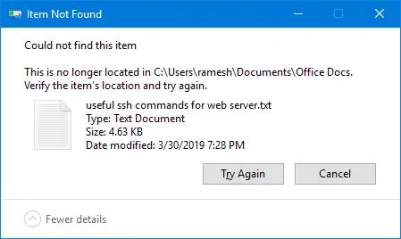 How do I delete a file whose location Cannot be found