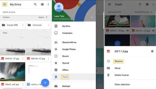 Where are recently deleted photos in Google Photos