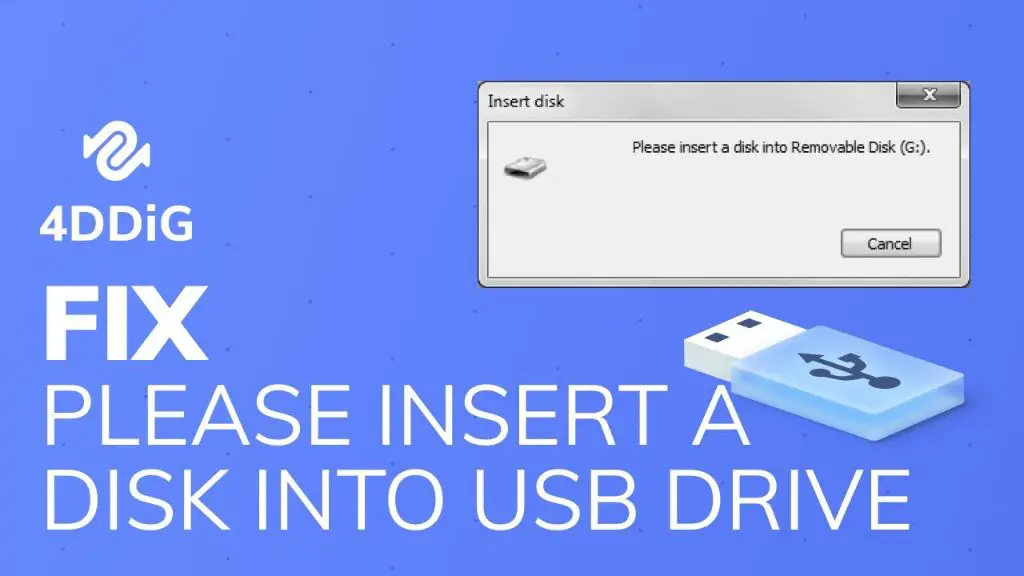 How do I fix a USB saying please insert a disk